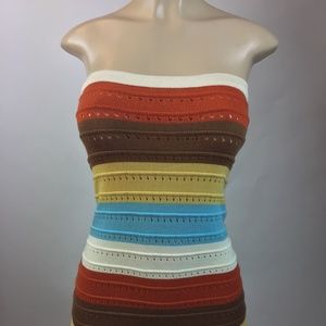 LUCCA Strapless Body Dress Eyelet Stripes Size S